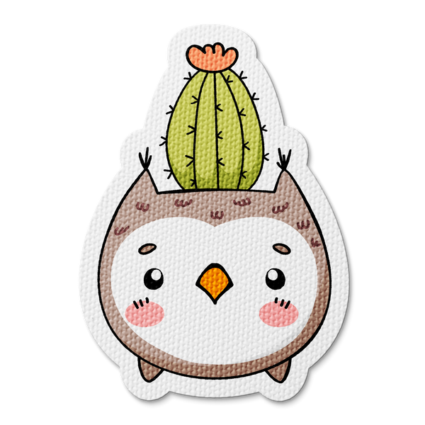 Textured Cactus Owl Sensory Sticker